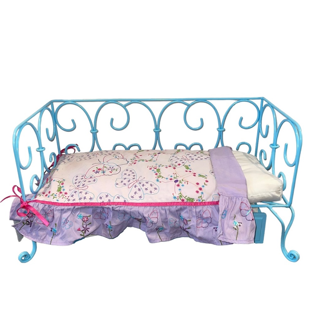 American Girl Doll Blue 18" Trundle Day Bed + Accessories RETIRED
